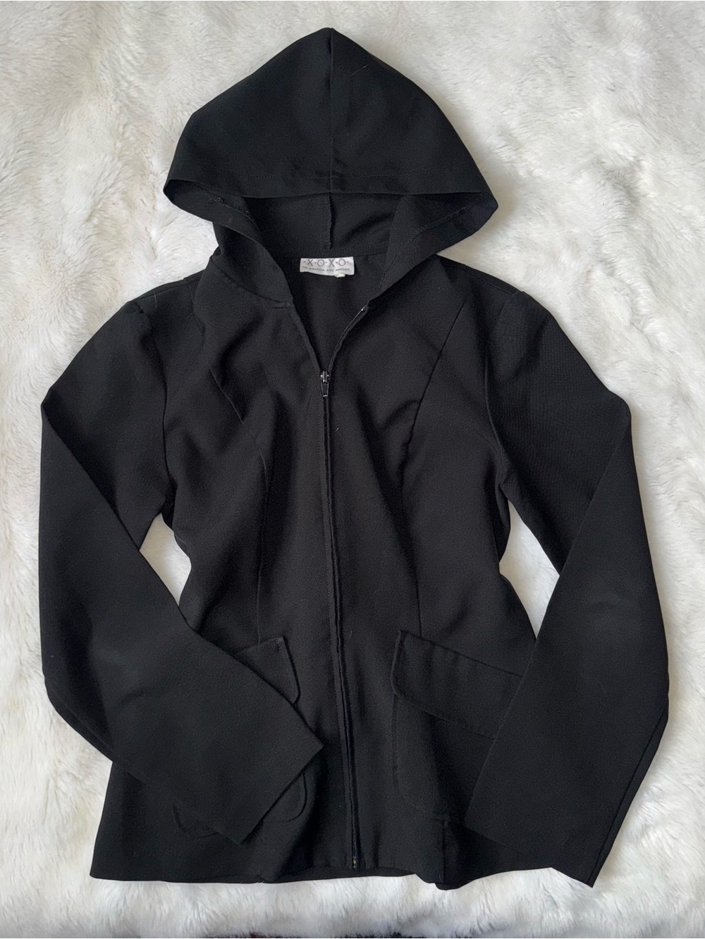 Black Hooded Zip-Up Jacket